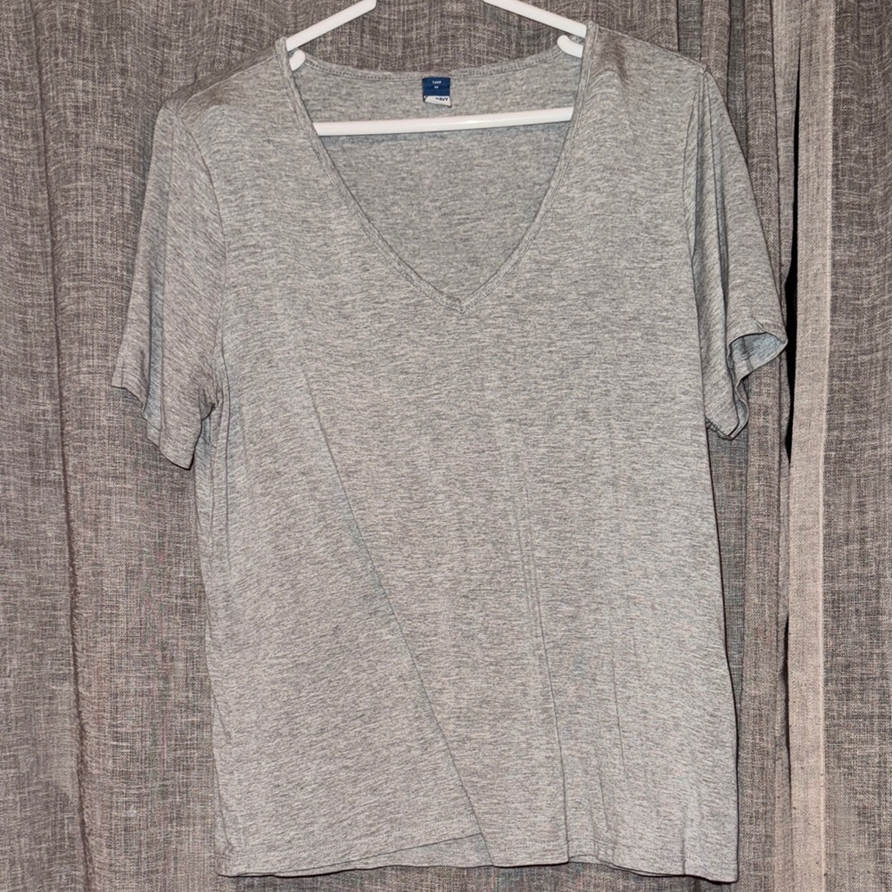 Old Navy Heather Gray V-Neck Luxe Tee